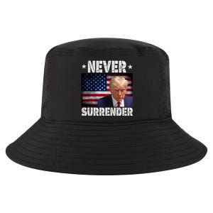 Donald Trump President Mugshot Never Surrender USA Flag Cool Comfort Performance Bucket Hat