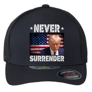 Donald Trump President Mugshot Never Surrender USA Flag Flexfit Unipanel Trucker Cap