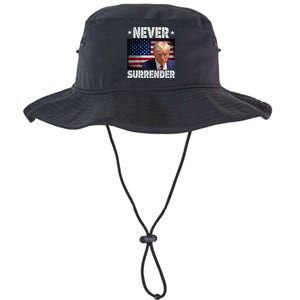 Donald Trump President Mugshot Never Surrender USA Flag Legacy Cool Fit Booney Bucket Hat