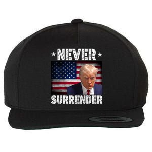 Donald Trump President Mugshot Never Surrender USA Flag Wool Snapback Cap