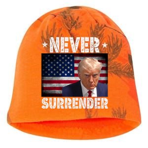 Donald Trump President Mugshot Never Surrender USA Flag Kati - Camo Knit Beanie