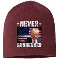 Donald Trump President Mugshot Never Surrender USA Flag Sustainable Beanie