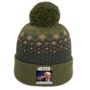 Donald Trump President Mugshot Never Surrender USA Flag The Baniff Cuffed Pom Beanie