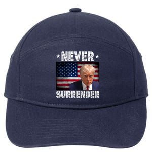 Donald Trump President Mugshot Never Surrender USA Flag 7-Panel Snapback Hat