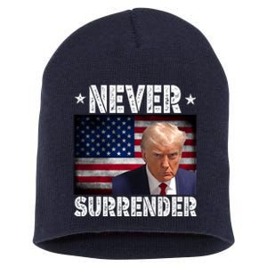 Donald Trump President Mugshot Never Surrender USA Flag Short Acrylic Beanie