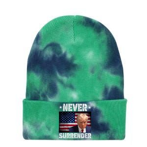 Donald Trump President Mugshot Never Surrender USA Flag Tie Dye 12in Knit Beanie