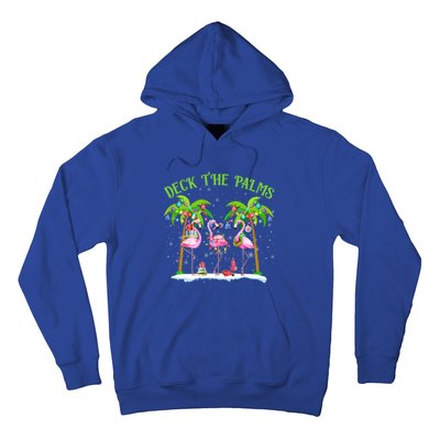 Deck The Palms Flamingo Tropical Christmas Lights Palm Tree Gift Hoodie