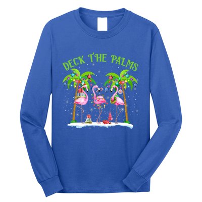 Deck The Palms Flamingo Tropical Christmas Lights Palm Tree Gift Long Sleeve Shirt