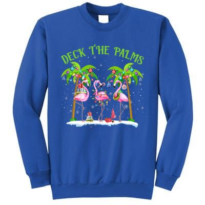 Deck The Palms Flamingo Tropical Christmas Lights Palm Tree Gift Sweatshirt