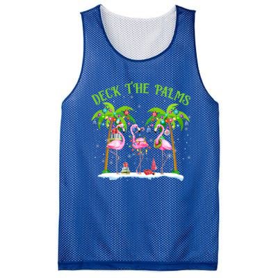 Deck The Palms Flamingo Tropical Christmas Lights Palm Tree Gift Mesh Reversible Basketball Jersey Tank