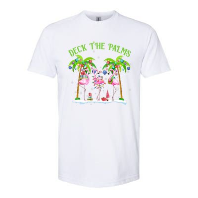 Deck The Palms Flamingo Tropical Christmas Lights Palm Tree Gift Softstyle CVC T-Shirt