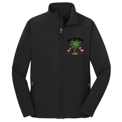 Deck The Palms Funny Christmas Palm Tree Flamingo Gift Core Soft Shell Jacket