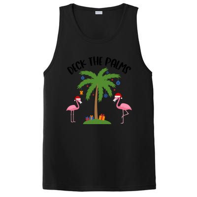 Deck The Palms Funny Christmas Palm Tree Flamingo Gift PosiCharge Competitor Tank