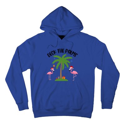 Deck The Palms Funny Christmas Palm Tree Flamingo Gift Hoodie