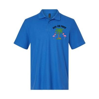 Deck The Palms Funny Christmas Palm Tree Flamingo Gift Softstyle Adult Sport Polo