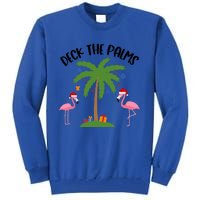 Deck The Palms Funny Christmas Palm Tree Flamingo Gift Tall Sweatshirt