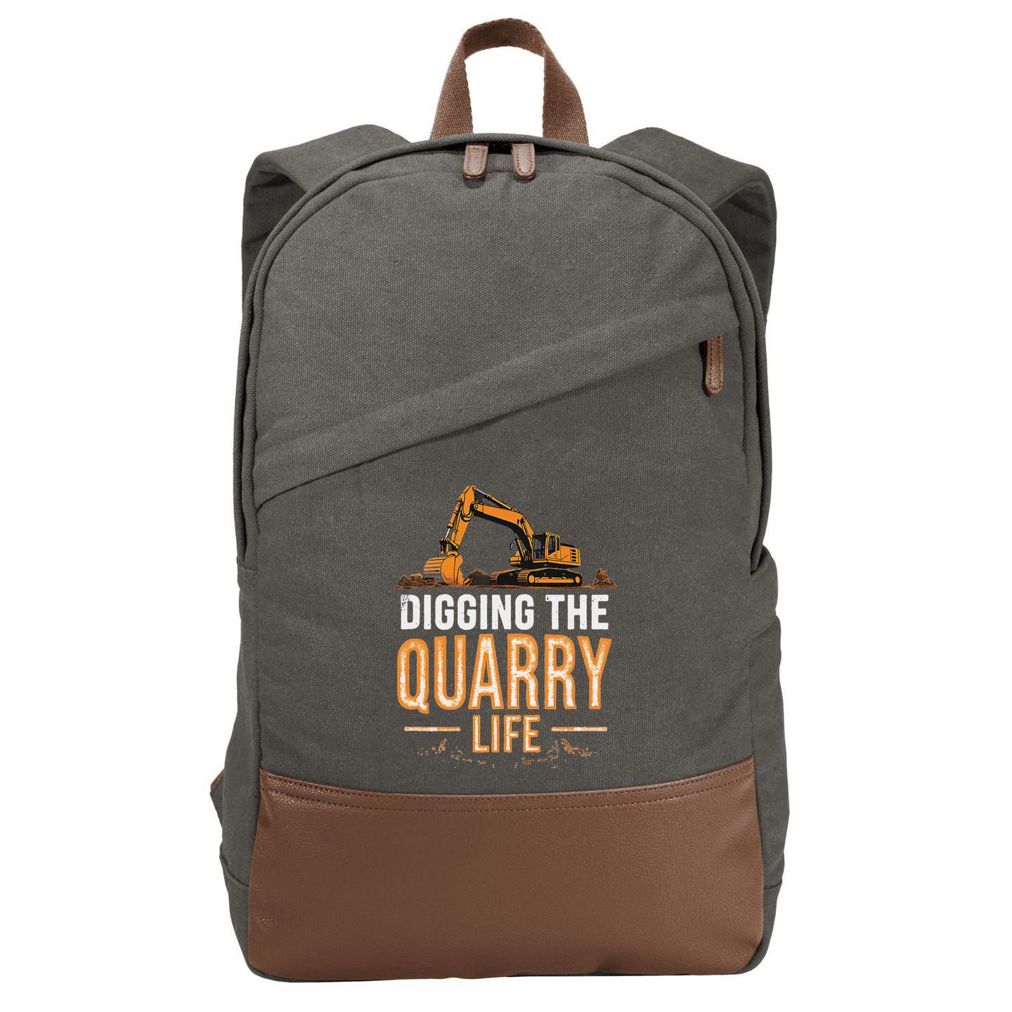 Digging The Quarry Life Excavation Cotton Canvas Backpack