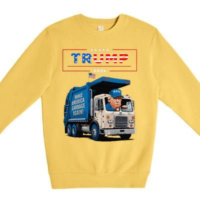 Donald Trump Rides In Garbage Truck Garbage For Trump Premium Crewneck Sweatshirt