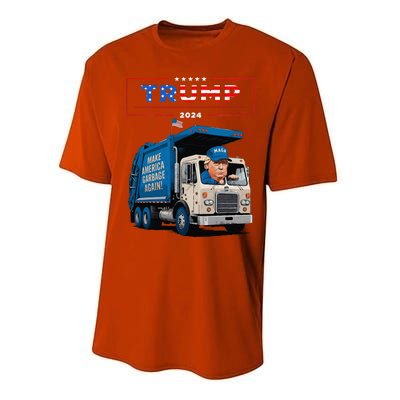 Donald Trump Rides In Garbage Truck Garbage For Trump Performance Sprint T-Shirt