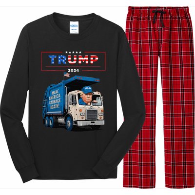 Donald Trump Rides In Garbage Truck Garbage For Trump Long Sleeve Pajama Set