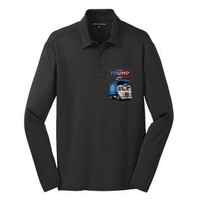 Donald Trump Rides In Garbage Truck Garbage For Trump Silk Touch Performance Long Sleeve Polo