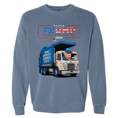 Donald Trump Rides In Garbage Truck Garbage For Trump Garment-Dyed Sweatshirt