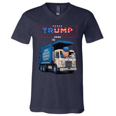 Donald Trump Rides In Garbage Truck Garbage For Trump V-Neck T-Shirt