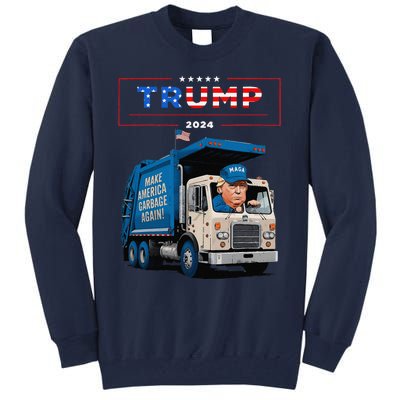 Donald Trump Rides In Garbage Truck Garbage For Trump Tall Sweatshirt