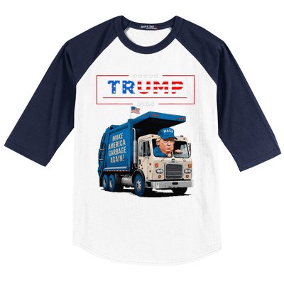 Donald Trump Rides In Garbage Truck Garbage For Trump Baseball Sleeve Shirt