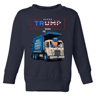 Donald Trump Rides In Garbage Truck Garbage For Trump Toddler Sweatshirt