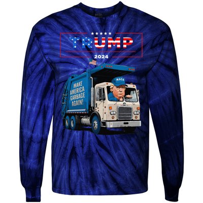 Donald Trump Rides In Garbage Truck Garbage For Trump Tie-Dye Long Sleeve Shirt