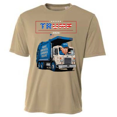 Donald Trump Rides In Garbage Truck Garbage For Trump Cooling Performance Crew T-Shirt