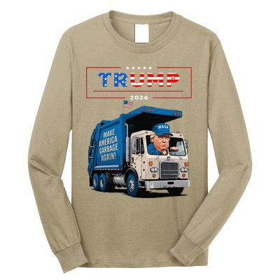 Donald Trump Rides In Garbage Truck Garbage For Trump Long Sleeve Shirt