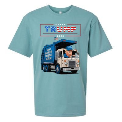 Donald Trump Rides In Garbage Truck Garbage For Trump Sueded Cloud Jersey T-Shirt