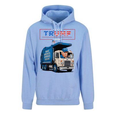 Donald Trump Rides In Garbage Truck Garbage For Trump Unisex Surf Hoodie