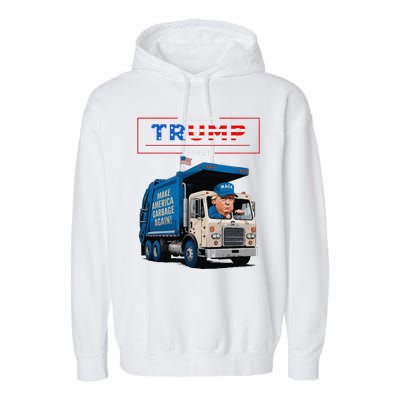 Donald Trump Rides In Garbage Truck Garbage For Trump Garment-Dyed Fleece Hoodie