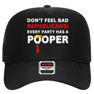 Donald Trump Republican Party Pooper Anti Trump 2024 Loser High Crown Mesh Back Trucker Hat