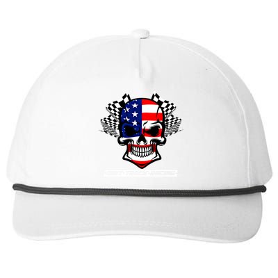 Dirt Track Racing Us Flag Racing Skull Car Racing Gift Snapback Five-Panel Rope Hat