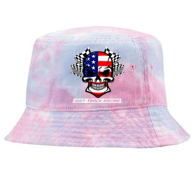 Dirt Track Racing Us Flag Racing Skull Car Racing Gift Tie-Dyed Bucket Hat