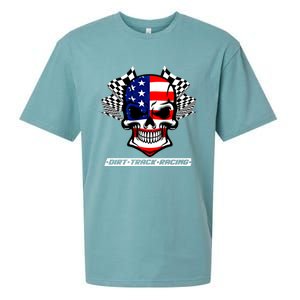 Dirt Track Racing Us Flag Racing Skull Car Racing Gift Sueded Cloud Jersey T-Shirt