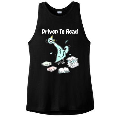 Driven To Read Pigeon Library Reading Books Reader Funny Ladies PosiCharge Tri-Blend Wicking Tank