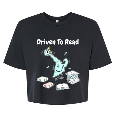 Driven To Read Pigeon Library Reading Books Reader Funny Bella+Canvas Jersey Crop Tee