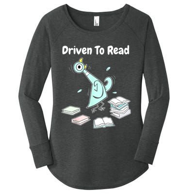 Driven To Read Pigeon Library Reading Books Reader Funny Women's Perfect Tri Tunic Long Sleeve Shirt