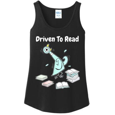 Driven To Read Pigeon Library Reading Books Reader Funny Ladies Essential Tank