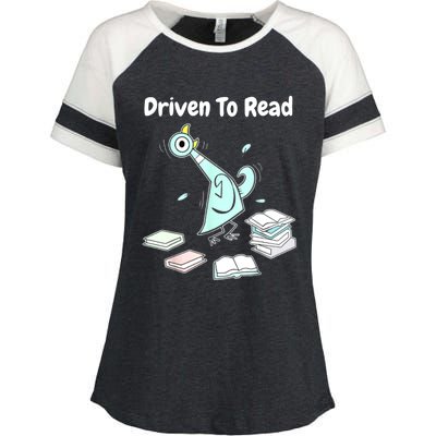 Driven To Read Pigeon Library Reading Books Reader Funny Enza Ladies Jersey Colorblock Tee