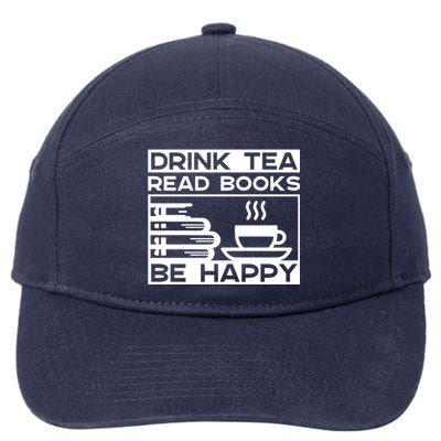 Drink Tea Read Books Be Happy 7-Panel Snapback Hat