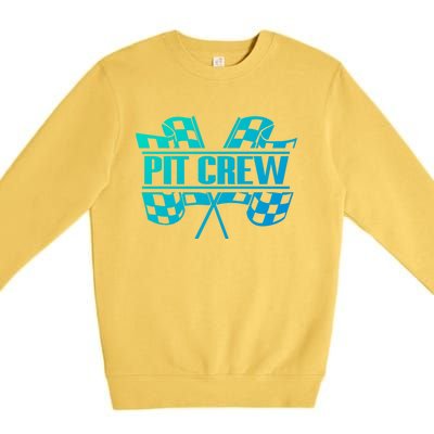 Dirt Track Racing Pit Crew Race Car Team Checker Flag Meaningful Gift Premium Crewneck Sweatshirt