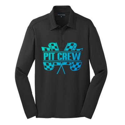 Dirt Track Racing Pit Crew Race Car Team Checker Flag Meaningful Gift Silk Touch Performance Long Sleeve Polo