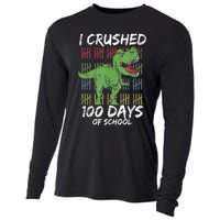 Dino T Rex Student Gift I Crushed 100 Days Of School Cooling Performance Long Sleeve Crew