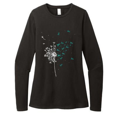 Dandelion Teal Ribbon Cool Ovarian Cancer Awareness Gifts Womens CVC Long Sleeve Shirt